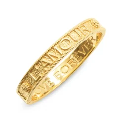 L'Amour Toujour Hinged Bangle in Gold
