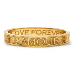 L'Amour Toujour Hinged Bangle in Gold