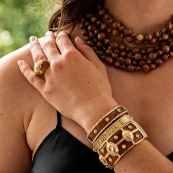 L'Amour Toujour Hinged Bangle in Gold