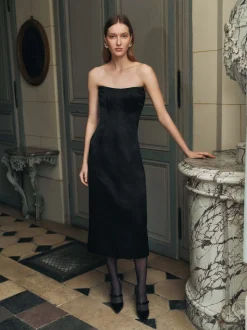 Lana Hammered Satin Midi Dress