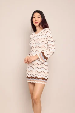 Landon Dress in Ivory Wave Crochet
