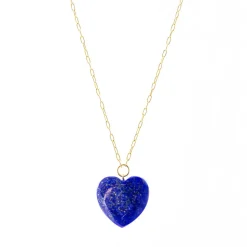 Lapis Lazuli Heart Pendant on Gold Chain