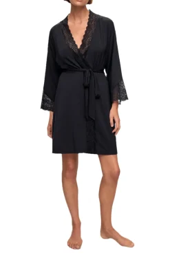 Lara Short Robe in Black
