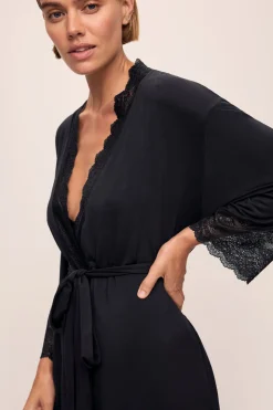 Lara Short Robe in Black