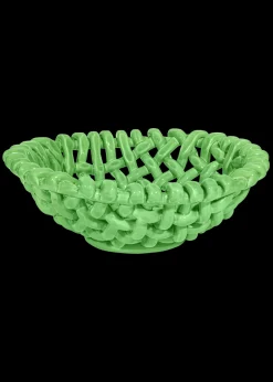Large Apple Green Basketweave Bowl
