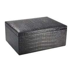 Large Box in Crocodile Embossed Leather