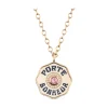 Large Enamel Porte Bonheur Necklace with Diamond Halo