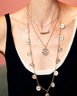 Large Enamel Porte Bonheur Necklace with Diamond Halo