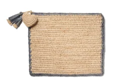 Large Raffia Pouch with Border