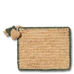 Large Raffia Pouch with Border