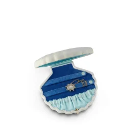 Large Shell Jewelry Storage Box in White/Blue