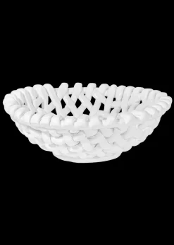 Large White Basketweave Bowl