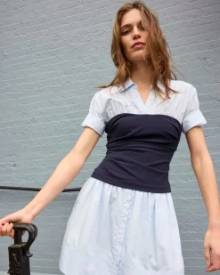 Leanne Dress in Oxford Blue & Maritime Blue