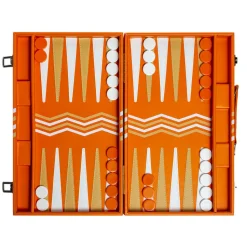 Leather Backgammon Board in Orange