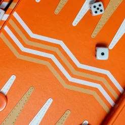 Leather Backgammon Board in Orange