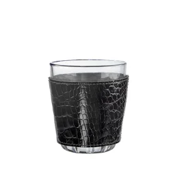 Leather Wrapped Glass Set in Crocodile Embossed Leather