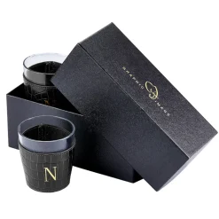 Leather Wrapped Glass Set in Crocodile Embossed Leather