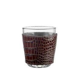 Leather Wrapped Glass Set in Crocodile Embossed Leather