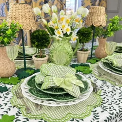 Leaves Tablecloth in Dark Green