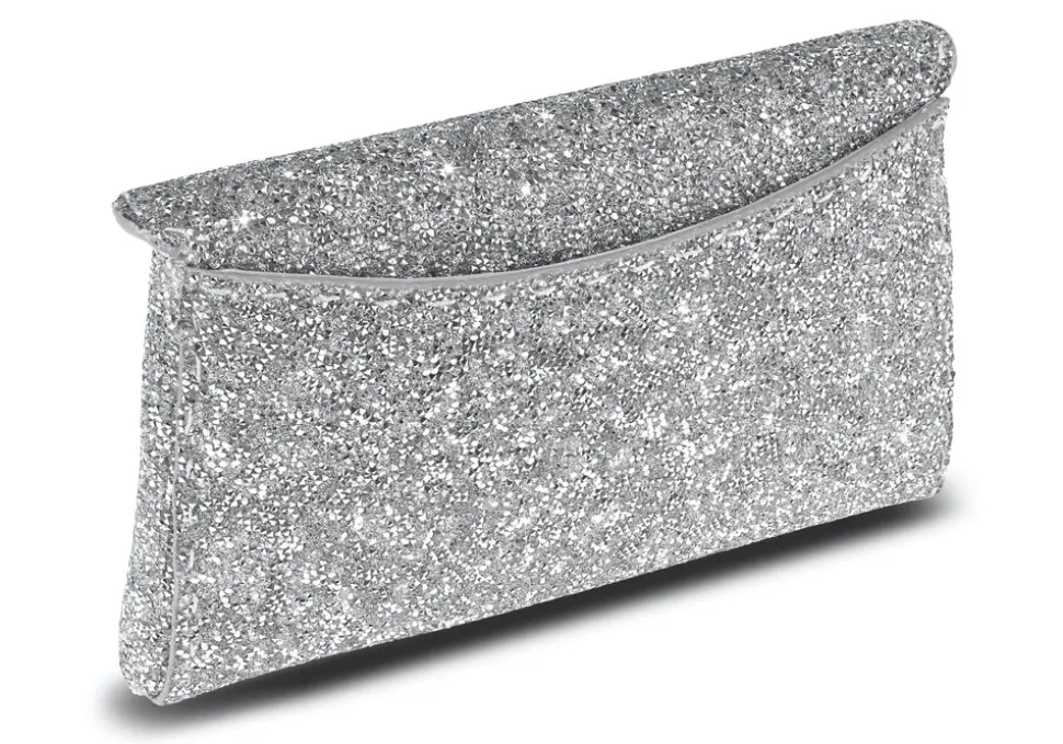 Lee Pouchet Small in Mirrored Silver Rock Swarovski Crystal