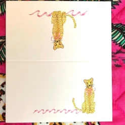 Leopard with Pink Bow Place Cards
