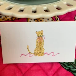 Leopard with Pink Bow Place Cards