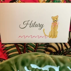 Leopard with Pink Bow Place Cards