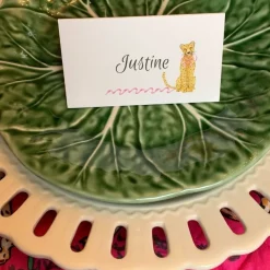 Leopard with Pink Bow Place Cards