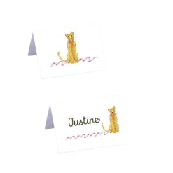 Leopard with Pink Bow Place Cards