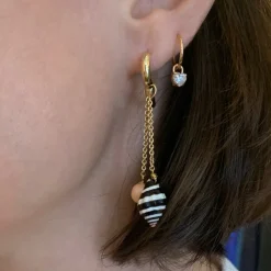 Les Charmantes Coral & Shell Charm Gold Earrings