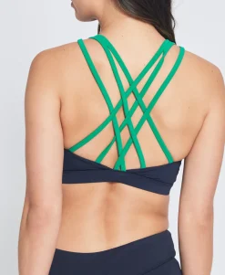 L'Etoile Sport Sports Bra in Navy & Green