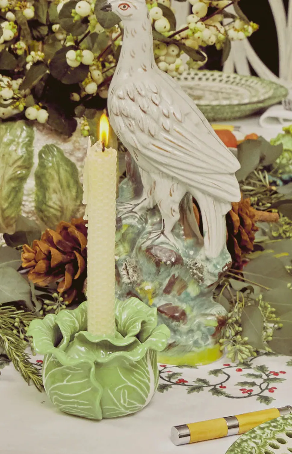 Lettuce Ware Candle Holder in Green, Set of 2