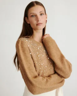 Lexia Embellished Sweater in Camel