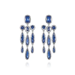 L&H Bride Long Girandole Earrings in Midnight Blue