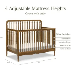 Liberty 4-in-1 Convertible Spindle Crib in Natural Walnut
