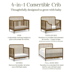 Liberty 4-in-1 Convertible Spindle Crib in Natural Walnut