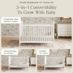 Liberty 3-in-1 Convertible Spindle Crib with Toddler Bed Conversion Kit in Warm White