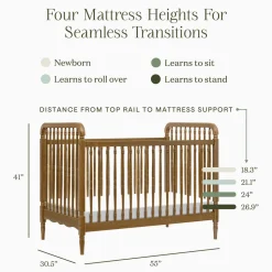 Liberty 3-in-1 Convertible Spindle Crib with Toddler Bed Conversion Kit in Natural Walnut