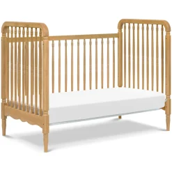 Liberty 3-in-1 Convertible Spindle Crib with Toddler Bed Conversion Kit in Honey