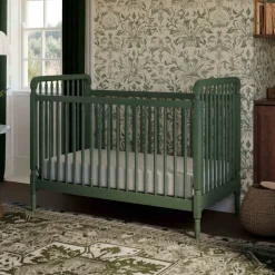 Liberty 3-in-1 Convertible Spindle Crib with Toddler Bed Conversion Kit in Forest Green