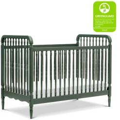 Liberty 3-in-1 Convertible Spindle Crib with Toddler Bed Conversion Kit in Forest Green