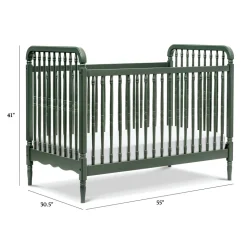 Liberty 3-in-1 Convertible Spindle Crib with Toddler Bed Conversion Kit in Forest Green