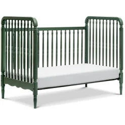 Liberty 3-in-1 Convertible Spindle Crib with Toddler Bed Conversion Kit in Forest Green
