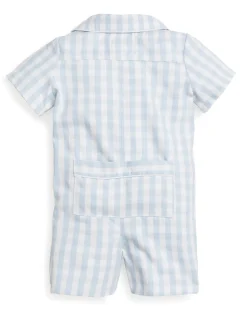 Light Blue Gingham Summer Romper