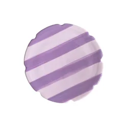 Lila Dessert Plate in Lila Light & Dark Lilac Stripe