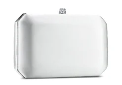 Lily Clutch in Pegasus White IDRO Treated Satin