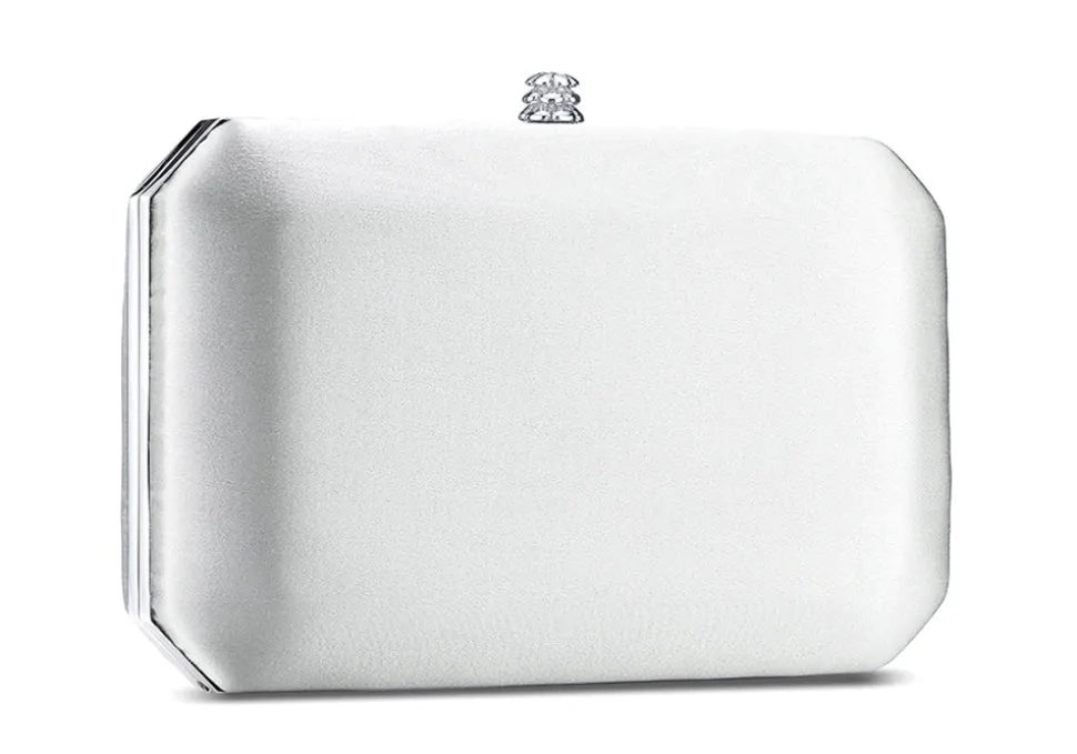 Lily Clutch in Pegasus White IDRO Treated Satin