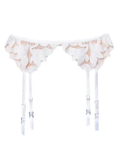 Lily Embroidery Garter Belt in Ivory
