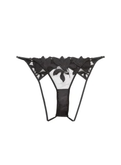 Lily Embroidery Ouvert Panty in Black