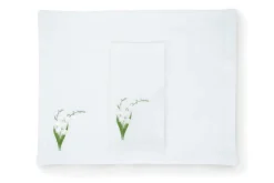 Lily of the Valley Collection, White Linen Napkin and Placemat, Set of 4
